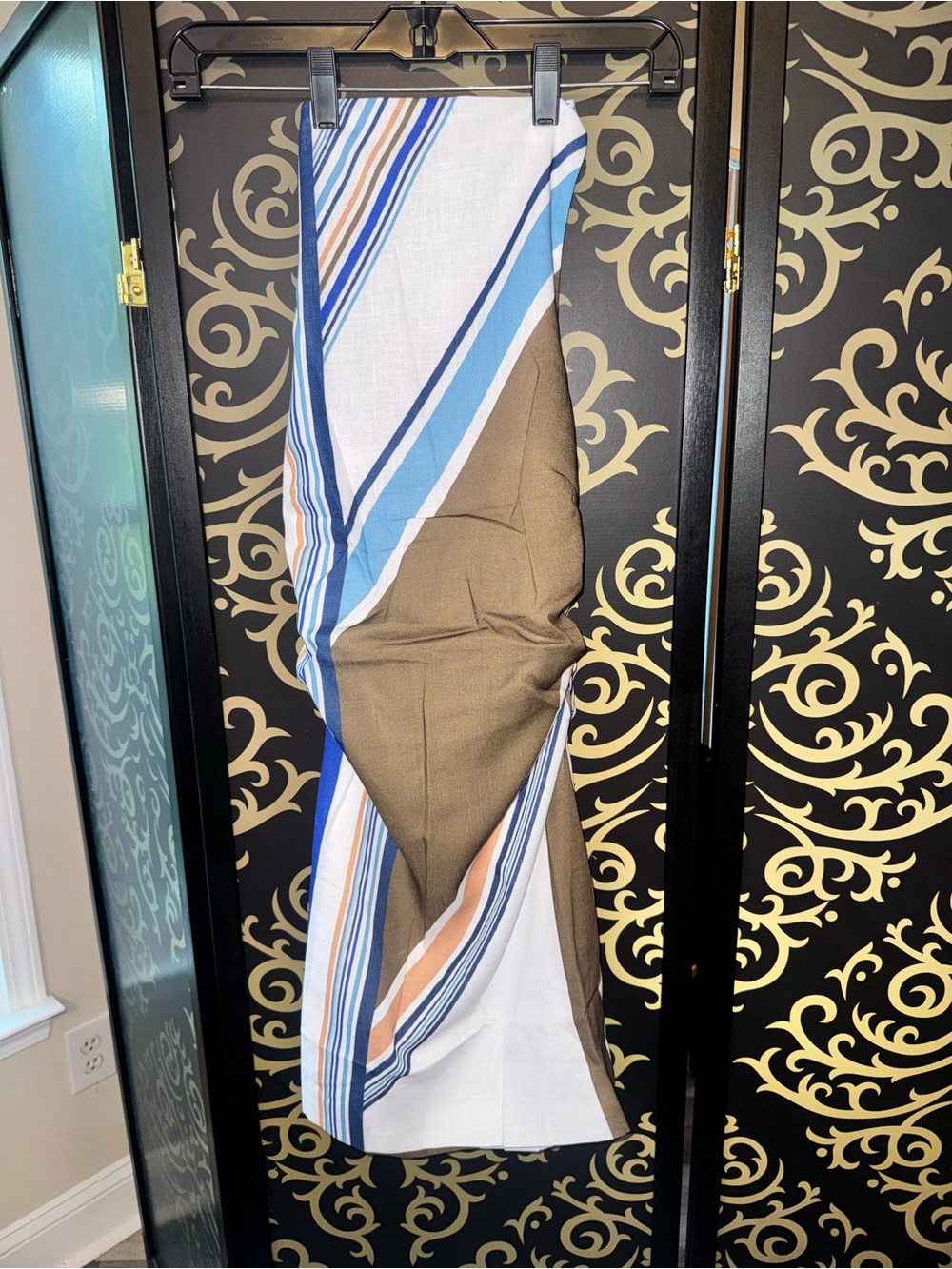 Fashion Nova Striped Mini Dress in Blue, White & Brown